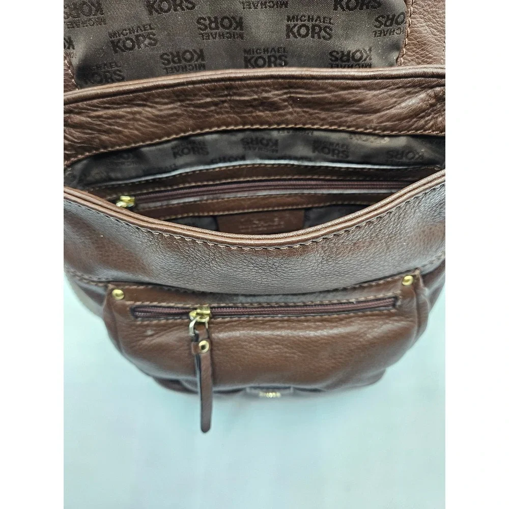 Michael Kors Brown Pebbled Leather‎ Crossbody Bag Satchel Purse Handbag - Picture 10 of 11